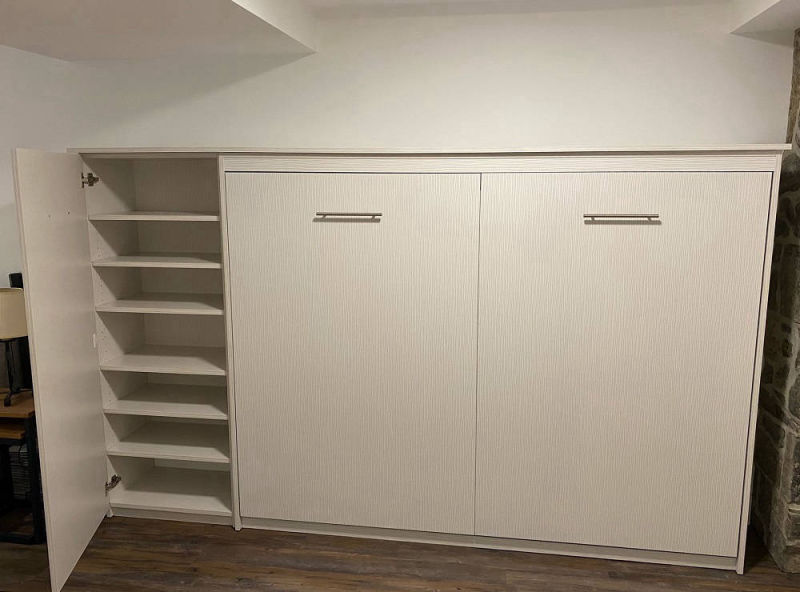Contemporary Style Double Side Tilt Murphy Bed with Side Cabinets