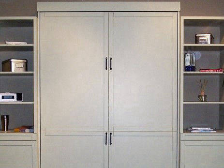 Shaker-style Double Murphy Bed with side cabinets