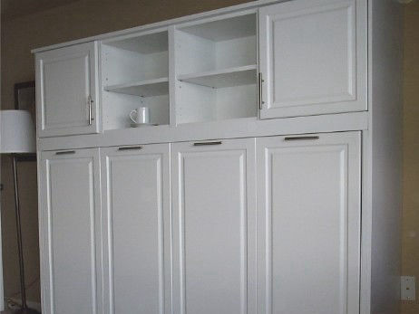Crystal White Raised Panel Style Single/Twin size side tilt Murphy Bed