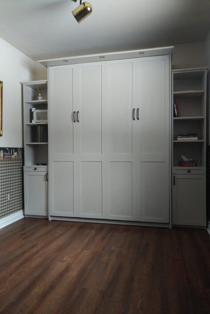 Shaker Door Style in Continental White, side cabinets, top plate with exterior lights option As shown, $4880 + HST